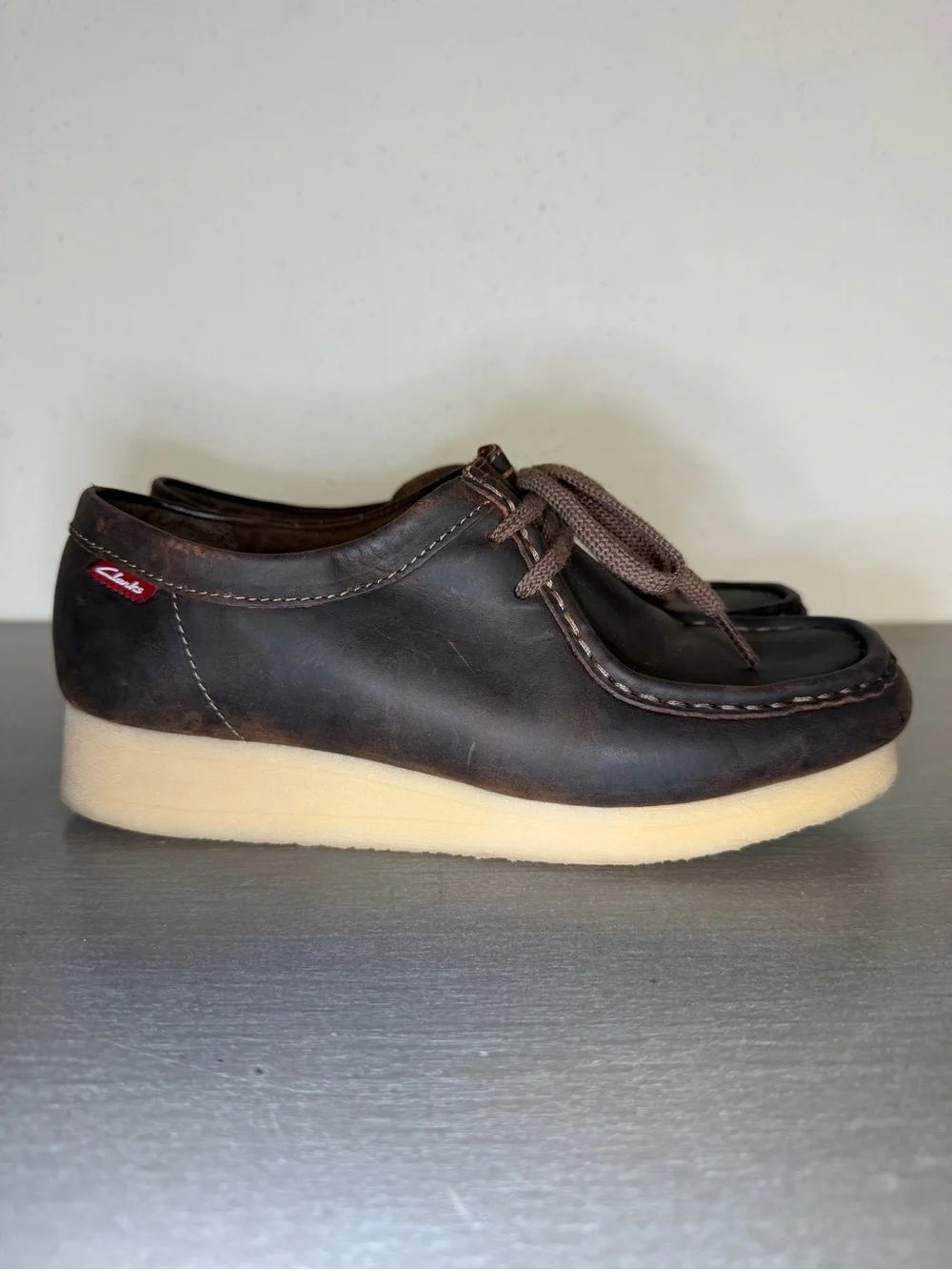 Clarks Stinson Lo Leather Moccasins Sneakers Mens Size 7.5 M Brown Beeswax Shoes